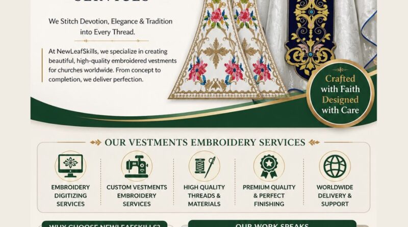Best Vestments Embroidery Services for Churches Worldwide